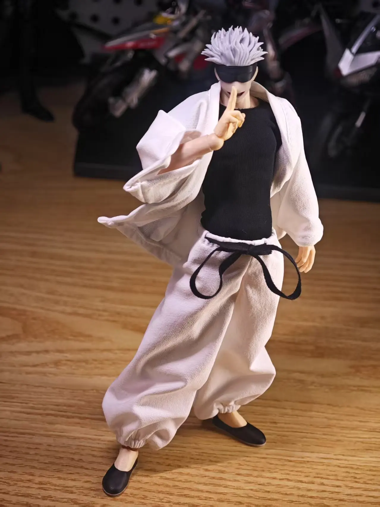 Jujutsu Kaisen 1/12 Male Clothes Set Gojo Satoru White Short Robe Pants Tight T-shirt Model for 6" VTOYS X BMS Action Figure Toy - Image 5