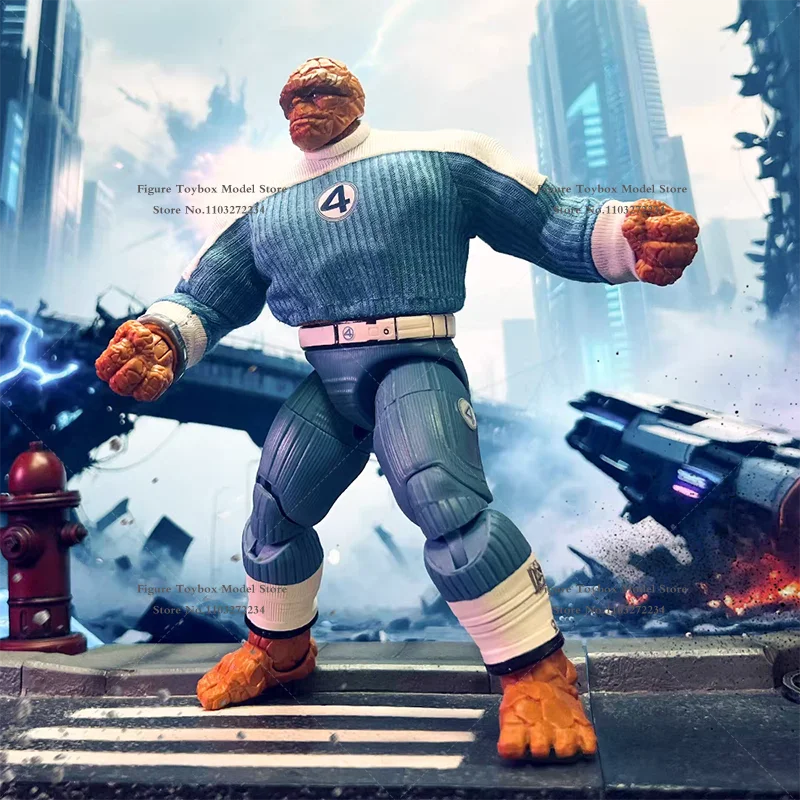 1/12 Comic Fantastic 4 Thing Man Action Figure Blue White Mini Sweater Top Toys Clothes Accessory For 6" Ml Soldier Decoration - Image 3