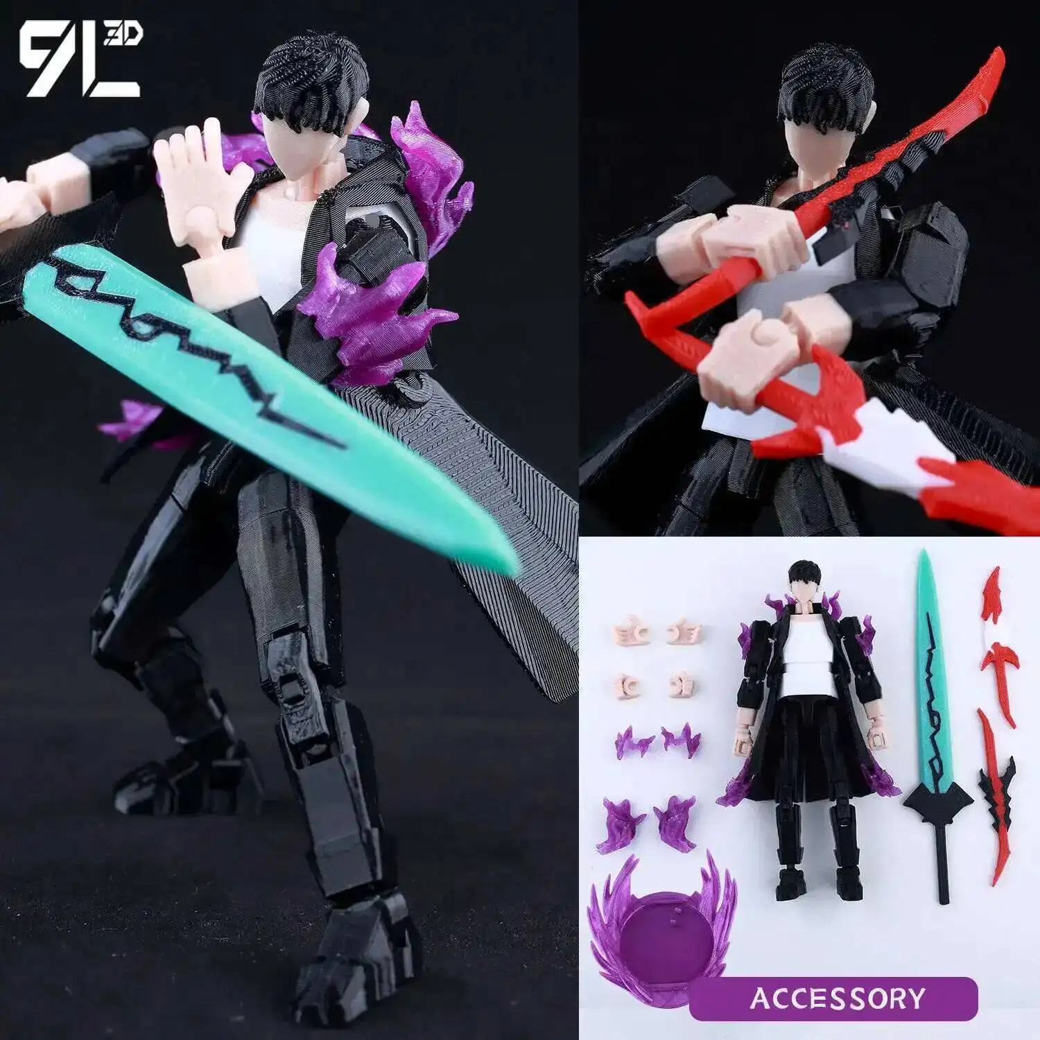 9L3D Printed Demon Slayer AKAZA Tanjiro Kamado Lucky Dummy 13 Movable Shapeshift Action Figures Mannequin Toys for Anime Fans - Image 16