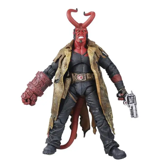 Mezco Studio Hellboy 7 Inches Figure Anime Trenchcoat Variant Hellboy Samaritan Pvc Hellboy Figure Model Toy Doll Collect Gift