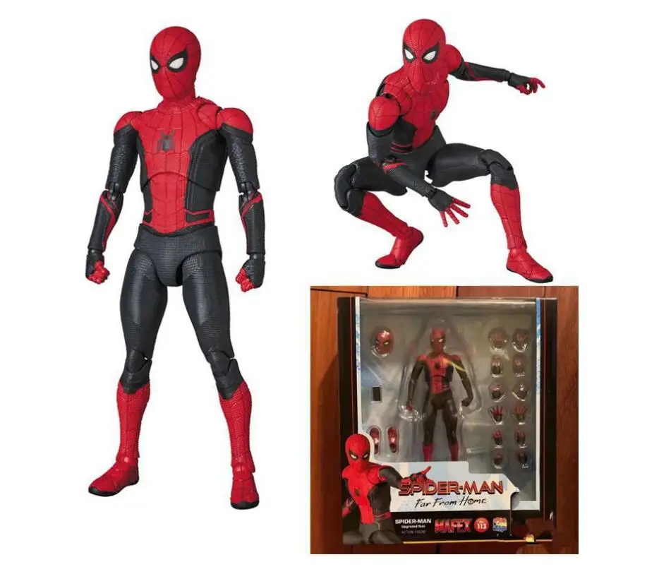 Mafex 113 Spider-Man BJD Spiderman Super Hero Far From Home Figure Model Toys for Kids 15cm