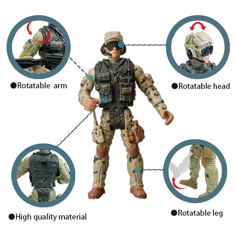 12Pcs Army Men and SWAT Team Special Forces Soldiers WWII War Game Action Figures Playset Military Modle For Kid Boy Gift - Image 5