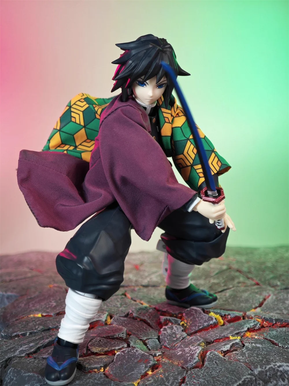1/12 Scale Demon Slayer Male Character Tomioka Giyuu Kamado Tanjirou Grid Cloak Kimono Fit 6" Action Figure Body Model Toys - Image 4