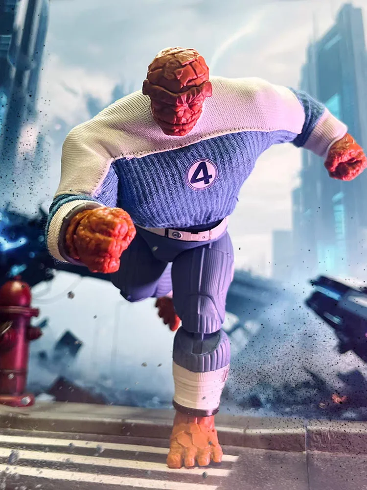1/12 Comic Fantastic 4 Thing Man Action Figure Blue White Mini Sweater Top Toys Clothes Accessory For 6" Ml Soldier Decoration - Image 6