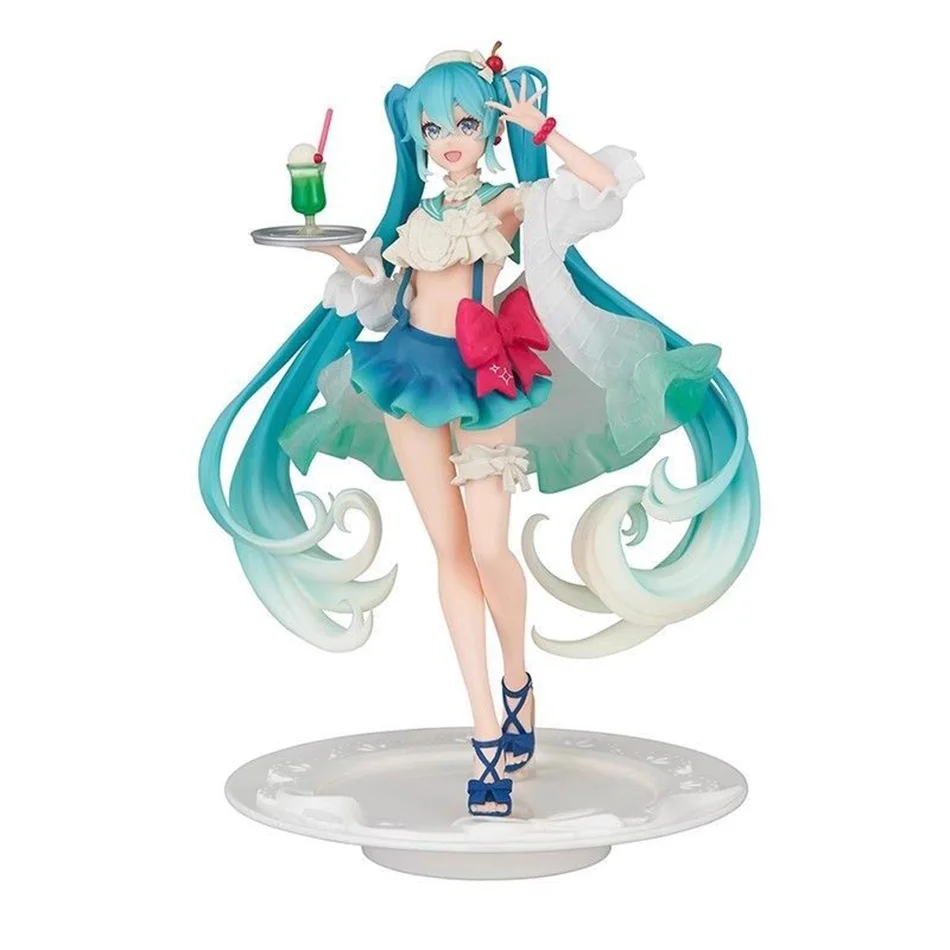 New Hatsune Miku figure Soda cream dress The Props Desktop Decoration Collection PVC Model Toys Kids Gifts