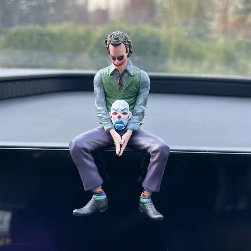 10cm Roof Decoration Joker Heath Ledger Sitting Posture Figures Car Doll Tail And Roof Pendant Model Statue Collectable Toys