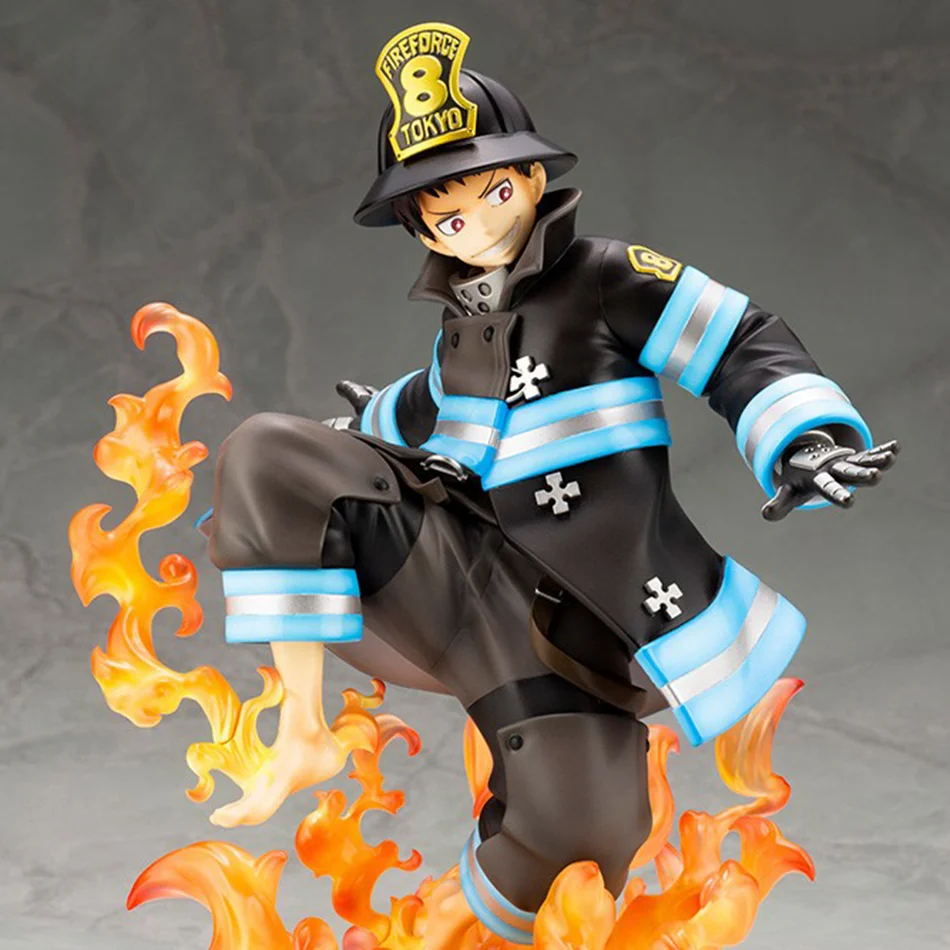 16CM Shinra Kusakabe Figure Anime Fire Force Special Effect Blood Desktop Doll Golf Model Toy Gift Collection Ornaments PVC