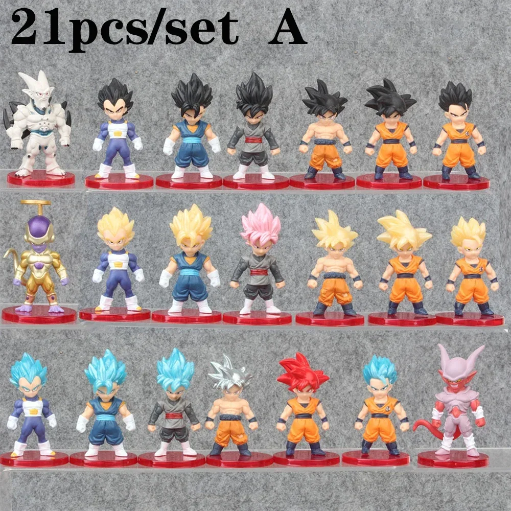 8/16/21pcs Dragon Ball Z Set Super Son Goku Vegeta Broly Buu Action Figure Anime Figurines Ultra Instinct Model Gifts Toys