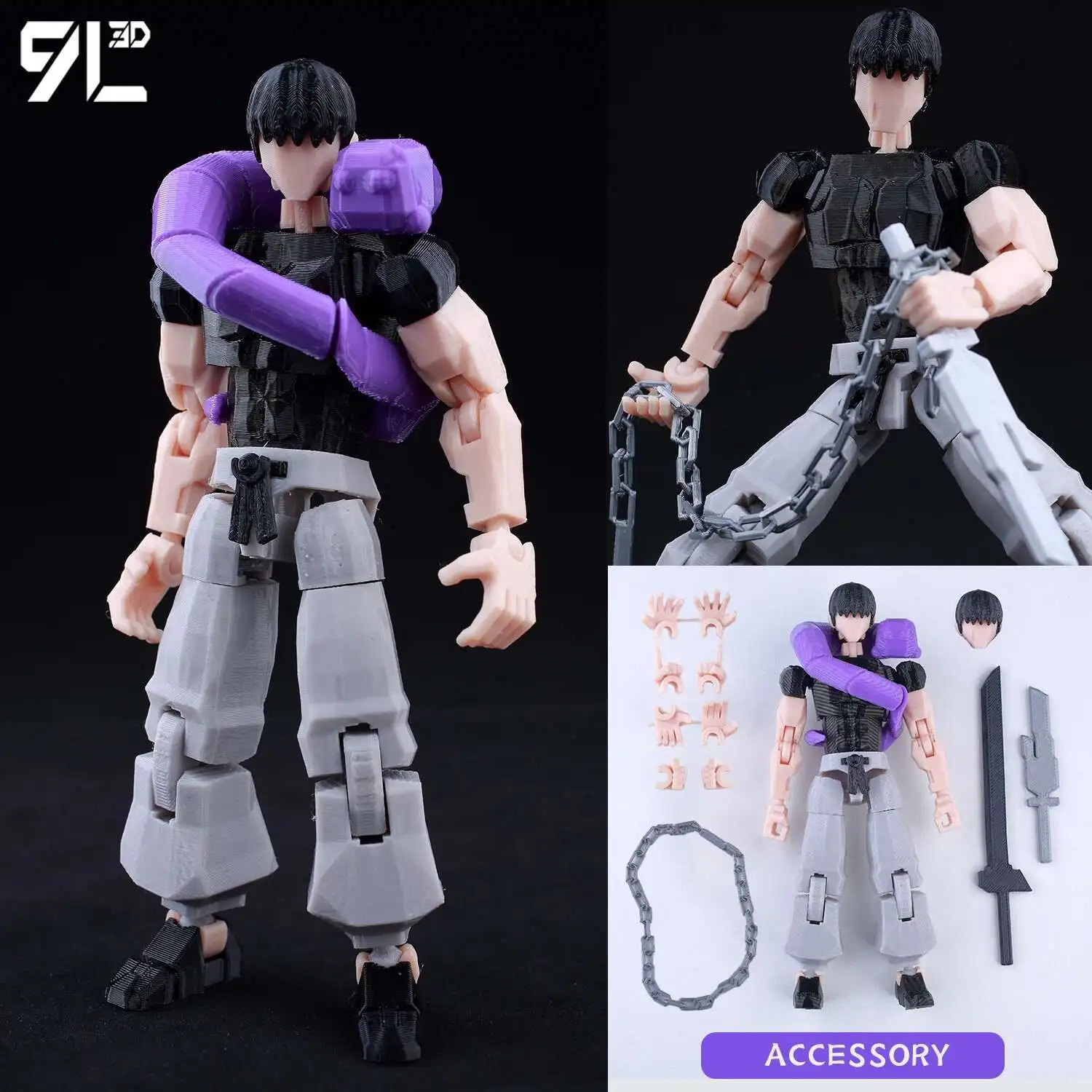 9L3D Printed Demon Slayer AKAZA Tanjiro Kamado Lucky Dummy 13 Movable Shapeshift Action Figures Mannequin Toys for Anime Fans - Image 19