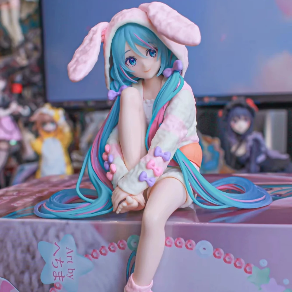 15CM Anime HATSUNE MIKU Figure Noodle Stopper Figure Rabbit Ear Pajamas Model Toy Doll Aciton Figure Collection Gift PVC - Image 3