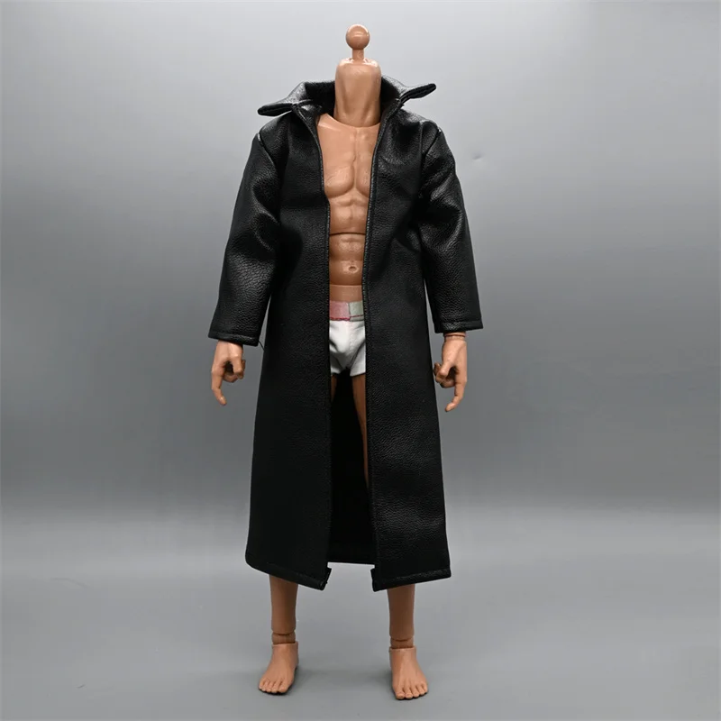 1/6 Scale Fashion Trend Black Long Sleeves Leather Windbreaker Coat Fit 12inch Male Female Soldier Action Figure Body Models