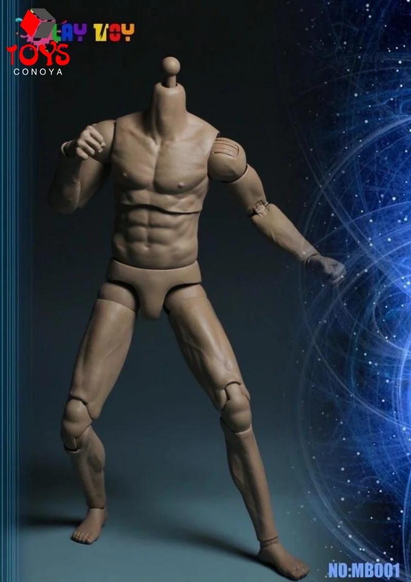 PLAY TOY MB001 1/6 Scale Male Flexible Joint Muscle Body With Double Joint Arm Model 12″ Male Soldier Action Figure Body Doll