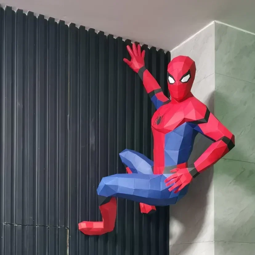 120cm DIY Avengers Spiderman figure handmade Geometric puzzle Paper origami statue hanging wall model home decor