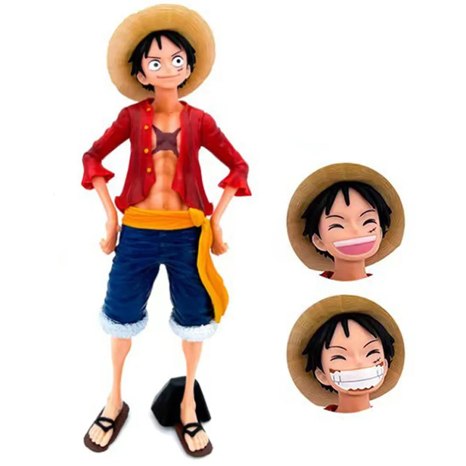 28cm One Piece Anime Figure Confident Smiley Luffy Three Form Face Changing Action Figurine Doll PVC Model Toys Collection Gifts - Image 3