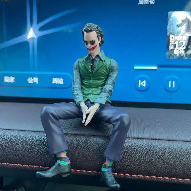 10cm Roof Decoration Joker Heath Ledger Sitting Posture Figures Car Doll Tail And Roof Pendant Model Statue Collectable Toys
