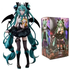 Anime Little Devil Hatsune Miku Handmade Little Raccoon Chuyin Dark Angel Handmade PVC Model Animation Peripheral Ornaments