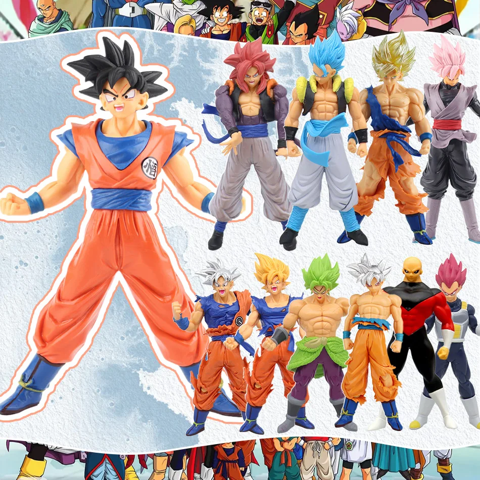 17-18CM Anime Dragon Ball Z Super Saiyan Son Goku Broly Vegeta Anime Action Figure Model Gifts Collectible Figurines for Kids