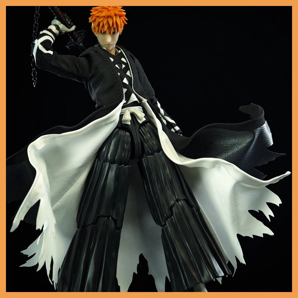 In Stock shf 1/12 Scale Japanese Classic Anime Role Kurosaki Ichigo Double-layer Windbreaker Model For 6” Action Figures Body