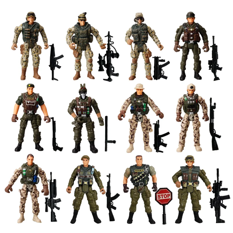 12Pcs Army Men and SWAT Team Special Forces Soldiers WWII War Game Action Figures Playset Military Modle For Kid Boy Gift - Image 3