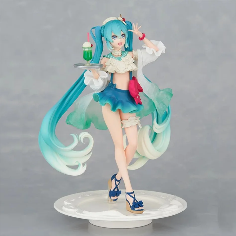New Hatsune Miku figure Soda  cream dress The Props Desktop Decoration Collection PVC Model Toys Kids Gifts