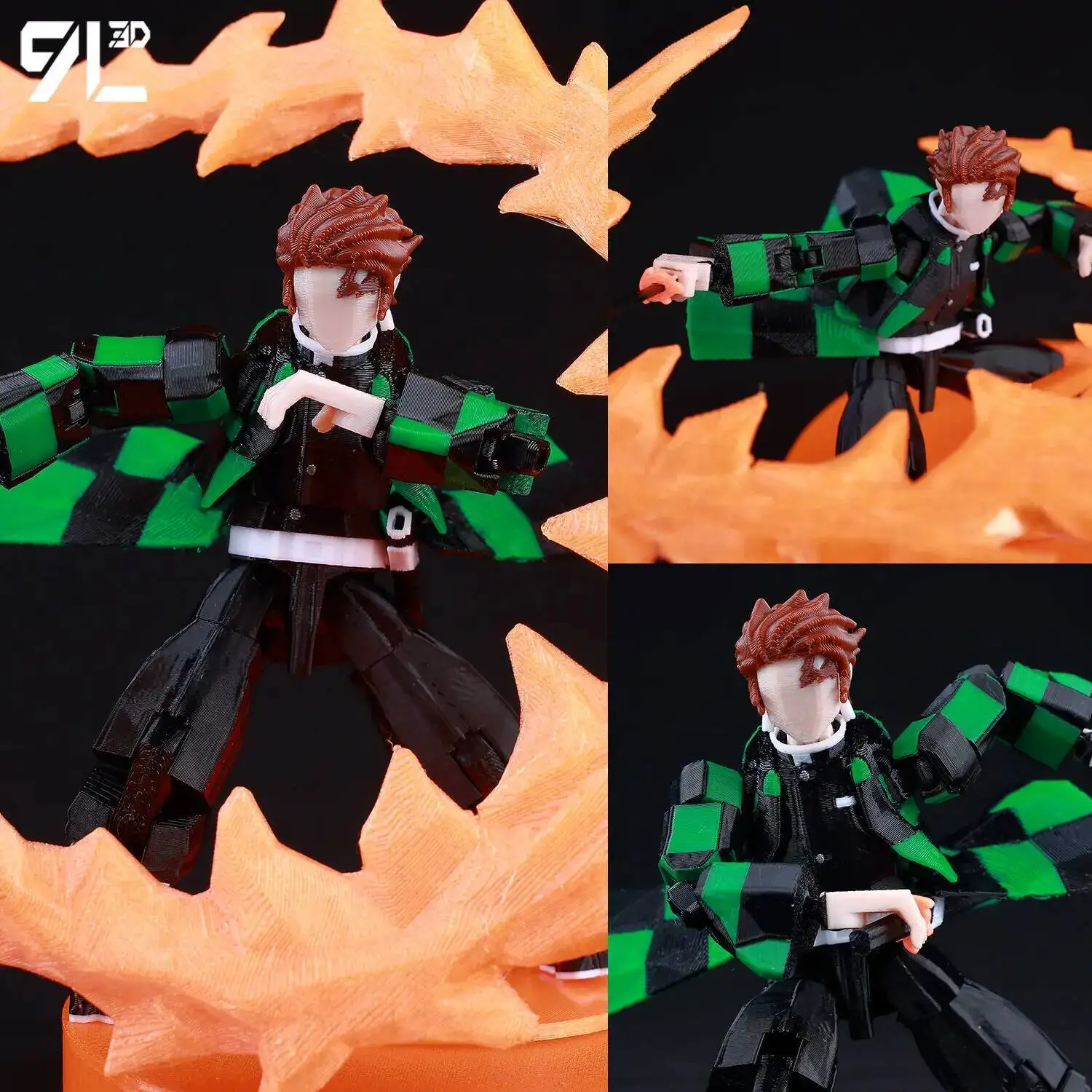 9L3D Printed Demon Slayer AKAZA Tanjiro Kamado Lucky Dummy 13 Movable Shapeshift Action Figures Mannequin Toys for Anime Fans - Image 3