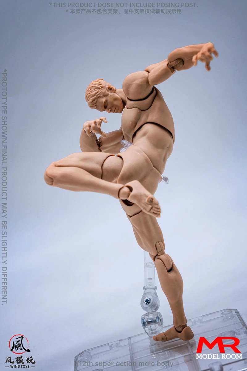 Wind Toys 1/12 Male Muscle Strong Super Flexible Joint Body 16cm Man Action Figure Doll Model with Head Sculpt