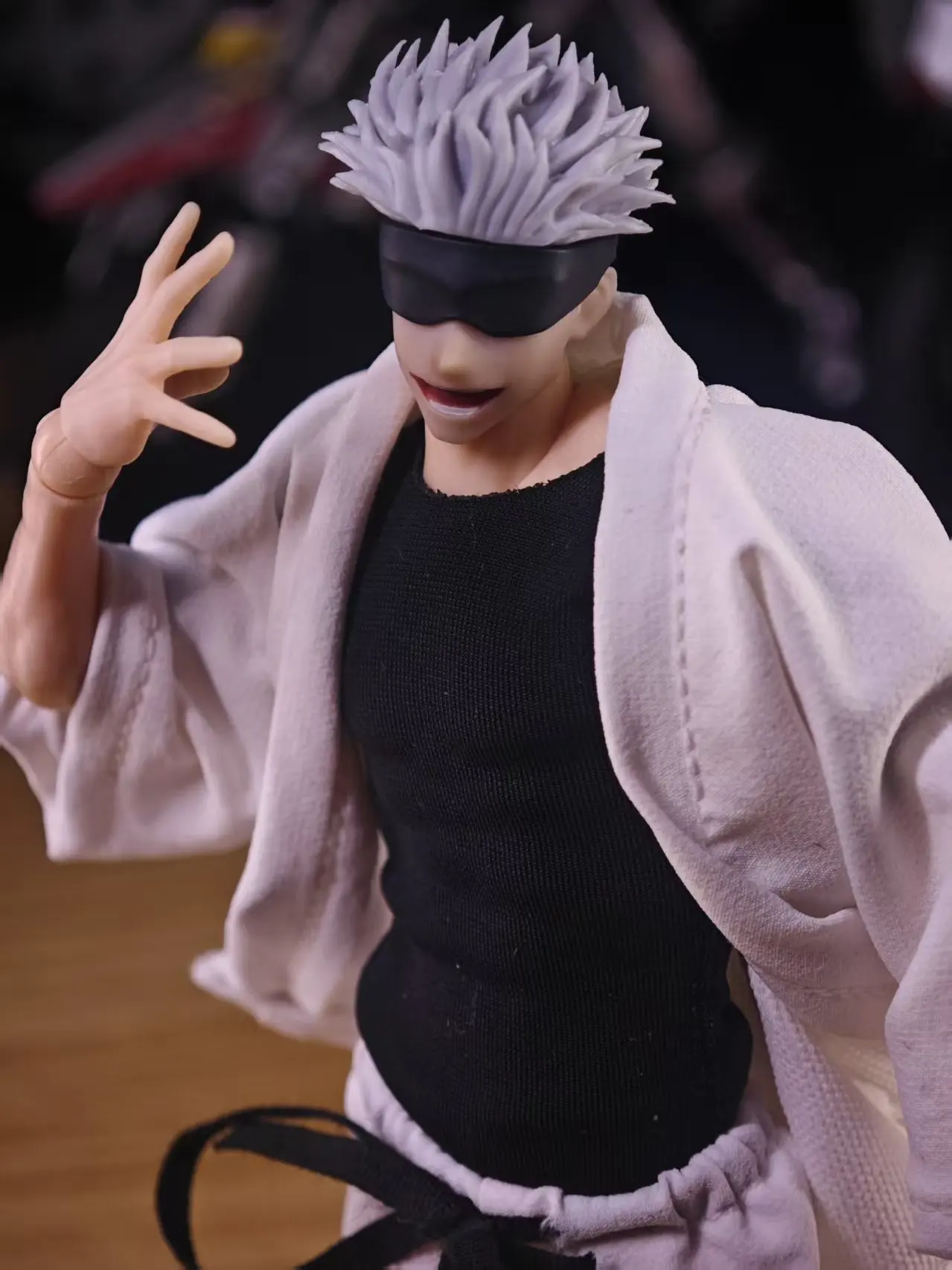 Jujutsu Kaisen 1/12 Male Clothes Set Gojo Satoru White Short Robe Pants Tight T-shirt Model for 6" VTOYS X BMS Action Figure Toy - Image 4