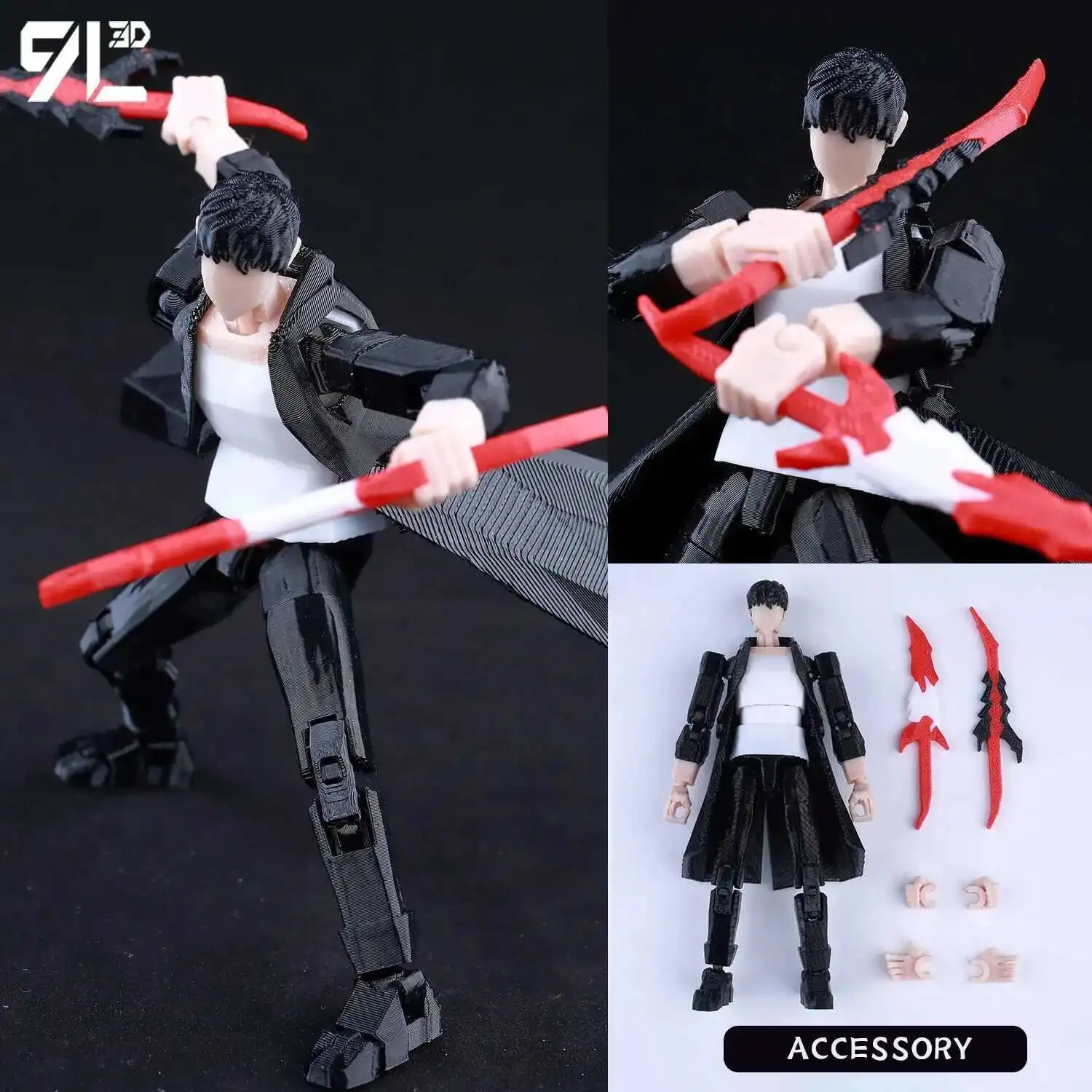 9L3D Printed Demon Slayer AKAZA Tanjiro Kamado Lucky Dummy 13 Movable Shapeshift Action Figures Mannequin Toys for Anime Fans - Image 15