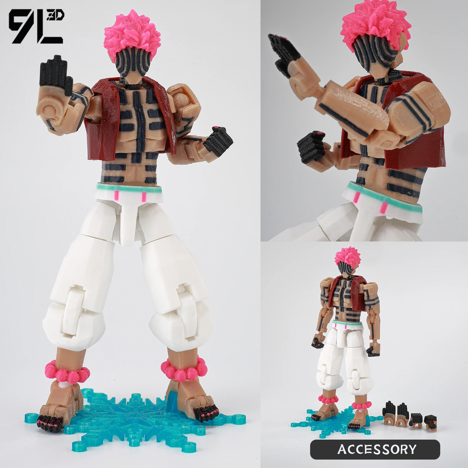 9L3D Printed Demon Slayer AKAZA Tanjiro Kamado Lucky Dummy 13 Movable Shapeshift Action Figures Mannequin Toys for Anime Fans - Image 10