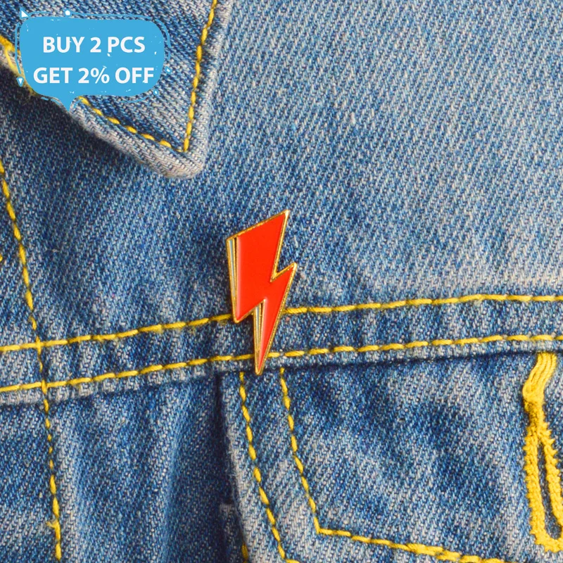 Red Flash Brooch Weather icon Lightning Enamel Pin Leather Coat Badge Couple Jewelry Friends Gifts
