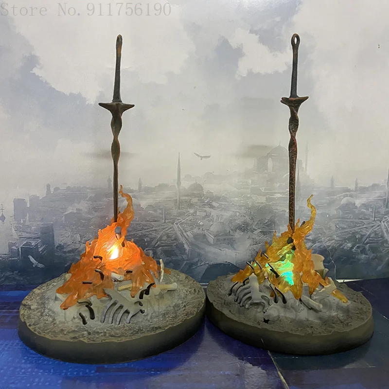 Dark Souls 3 Bonfire Figure Glow Sword Glowing Fire 1/6 Scale Collectible Model Toy With Light 23CM