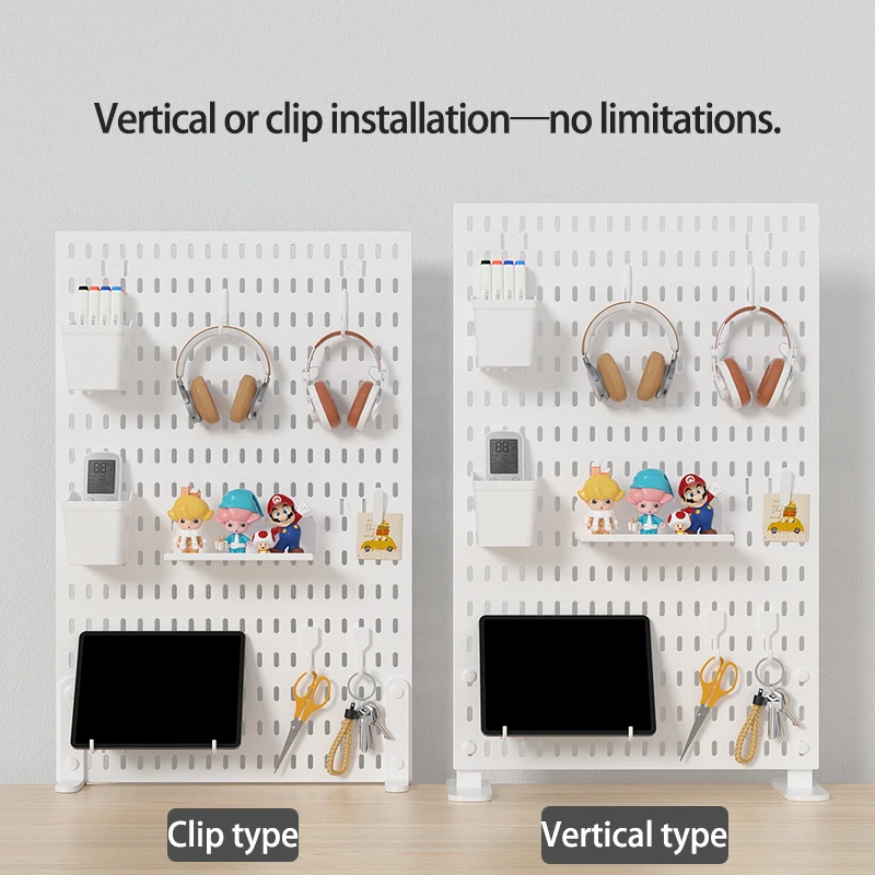 Office Desktop Storage Pegboard: Height-Adjustable Vertical Storage Rack (For Stationery Storage And Decorative Figurine Display