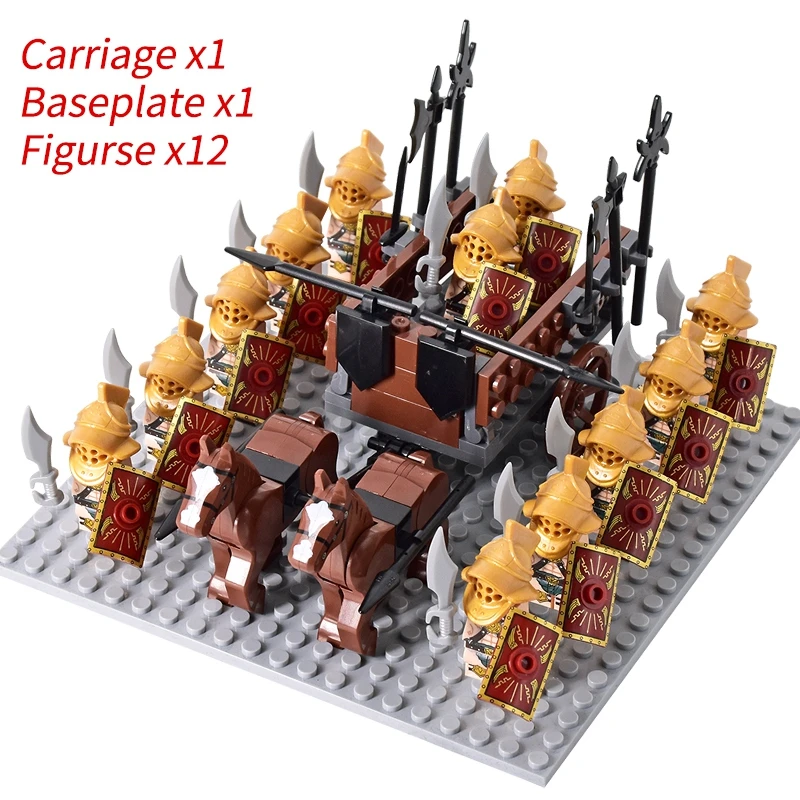 Medieval Knights mini Action Figures Building Blocks Roman Chariot Carriage Soldier War Horse Bricks Toys for Children Gift - Image 48
