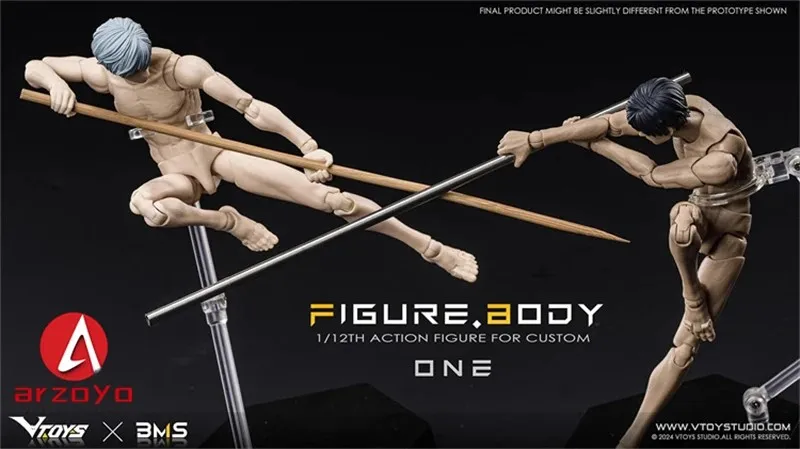 VTOYS X BMS VB002 VB003 1/12 Male Muscle Joint Body White Yellow 16.5cm Super Flexible Action Figure Articulated Model Doll - Image 4