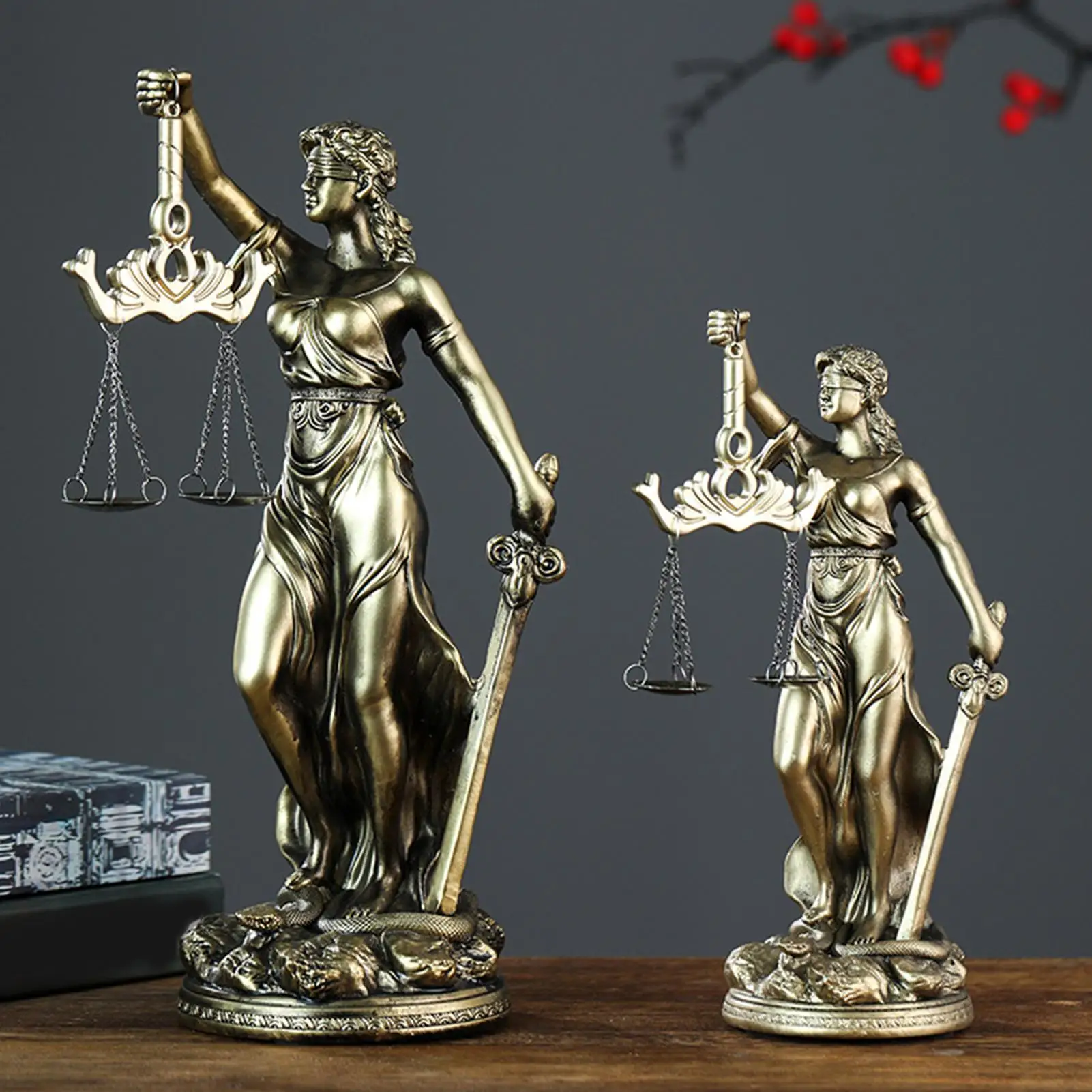 Lady Justice Figurine Resin Desktop Sculpture Scale of Justice Sculpture for Home Office Study Living Room Bedroom Bedside
