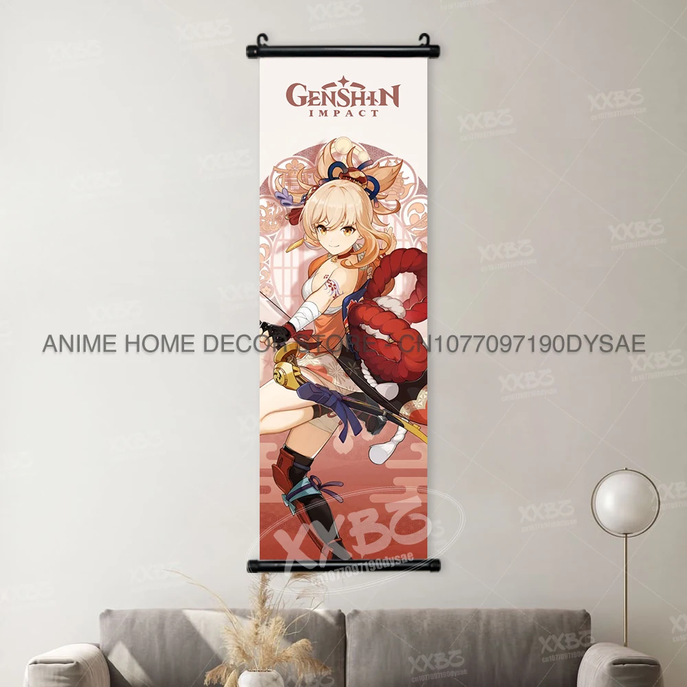 Genshin Impact Poster Arataki Itto Scroll Decorative Picture Barbara Home Decor Sucrose Wall Art Kamizato Ayato Hanging Painting - Image 46
