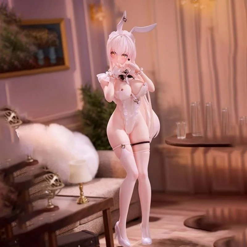 Lucille Bunny Girl Anime Figure Cute White Haired Maid Style Collectible Model Desktop Decoration For Anime Fans Display Statue