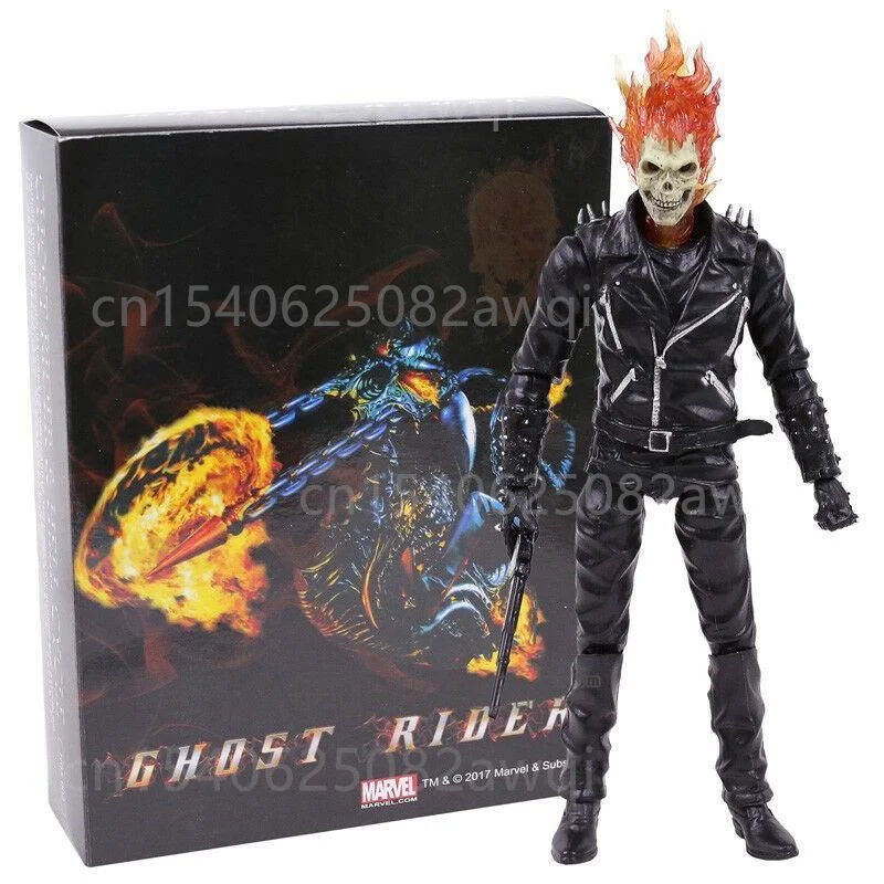 Marvel Ghost Rider Action Figure Legends 85th Anniversary Ghost Rider 25cm BJD Articulated PVC Figure Luminous Light Model Toy - Image 5