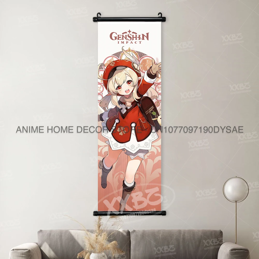 Genshin Impact Poster Arataki Itto Scroll Decorative Picture Barbara Home Decor Sucrose Wall Art Kamizato Ayato Hanging Painting - Image 33