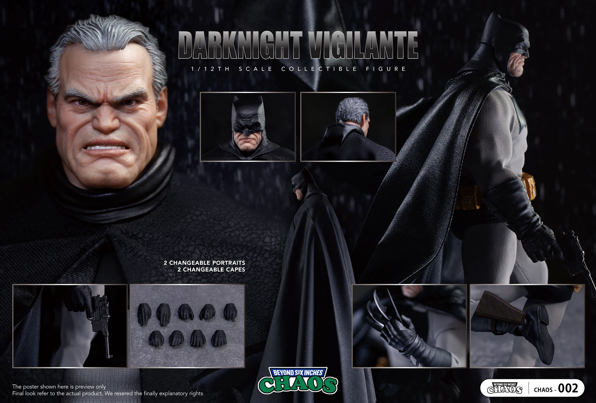 In Stock CHAOS Chaos No002 1/12 Darknight Vigilante Batman The Dark Knight Returns Superman Anime Action Figures Toys Model Gift