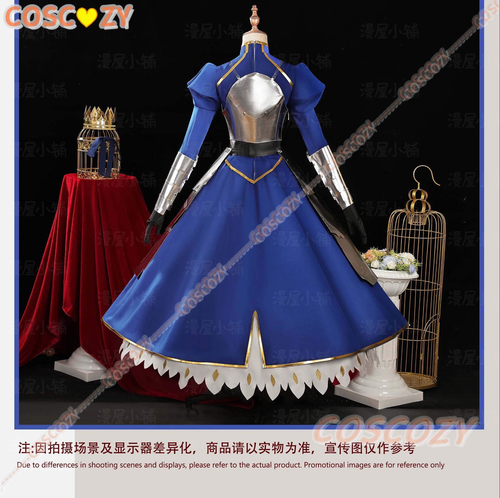 Game Fate Stay Night Altria Pendragon Cosplay Costume Saber FGO Altria Pendragon Combat Dress Role Play Clothing Blue Suit - Image 4
