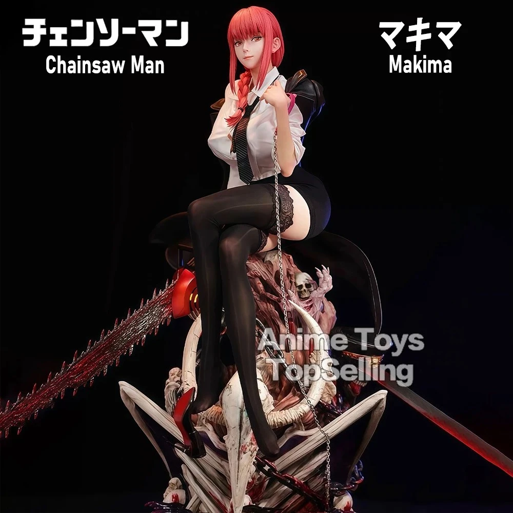 46cm/18.11in Anime Chainsaw Man Figure Makima Action Figures Pvc Statue Desktop Ornamen Collection Model Toys Gifts