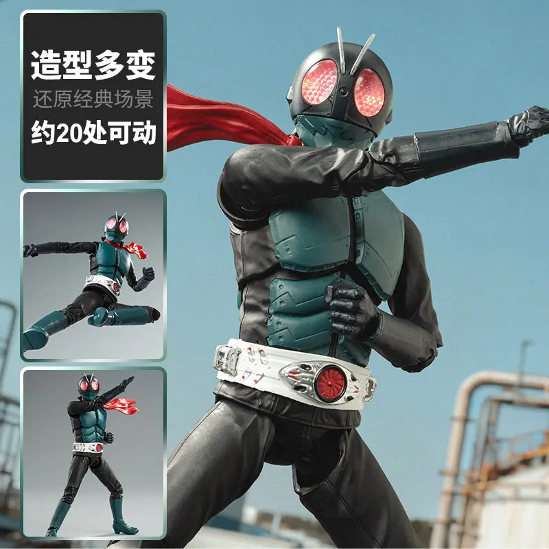 Zd Toys Authentic Classic Masked Rider 1 Hongo Takeshi Action Figure Light Up Eyes 20+ Articulated Joints Toy Gift For Boys