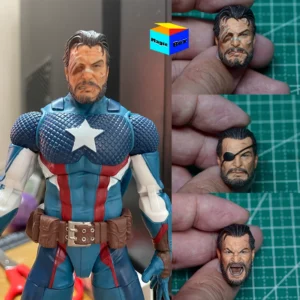 1/12 Scale Male Soldier Cartoon Punishment Agents Secrets Battle Damage Version Head Carving For MEZCO 6in Action Figures Model