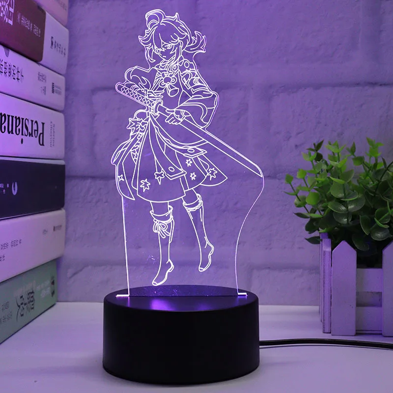 Genshin Impact 3D LED Night Lights Anime Figure Aether Lumine Hu Tao Keqing Klee Qiqi Desk Lamps Kids Kawaii Bedroom Decoration - Image 13