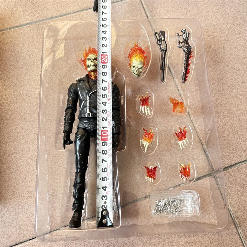 Marvel Ghost Rider Action Figure Legends 85th Anniversary Ghost Rider 25cm BJD Articulated PVC Figure Luminous Light Model Toy - Image 3