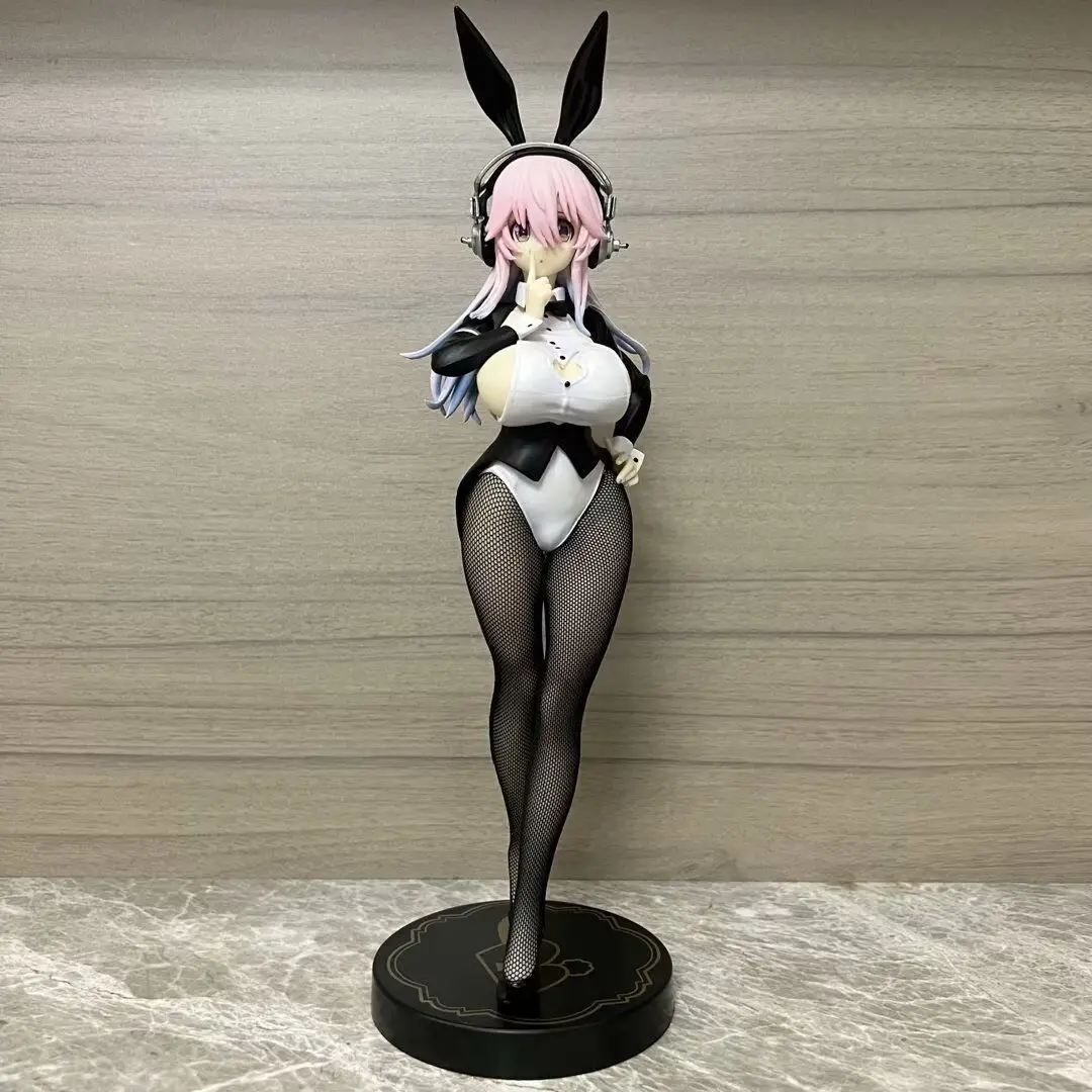 Super Sonico New Bunny Girl Action Figure 310mm Height Fishnet Stockings Standing Statue Boxed Collectible Model For Anime Fans