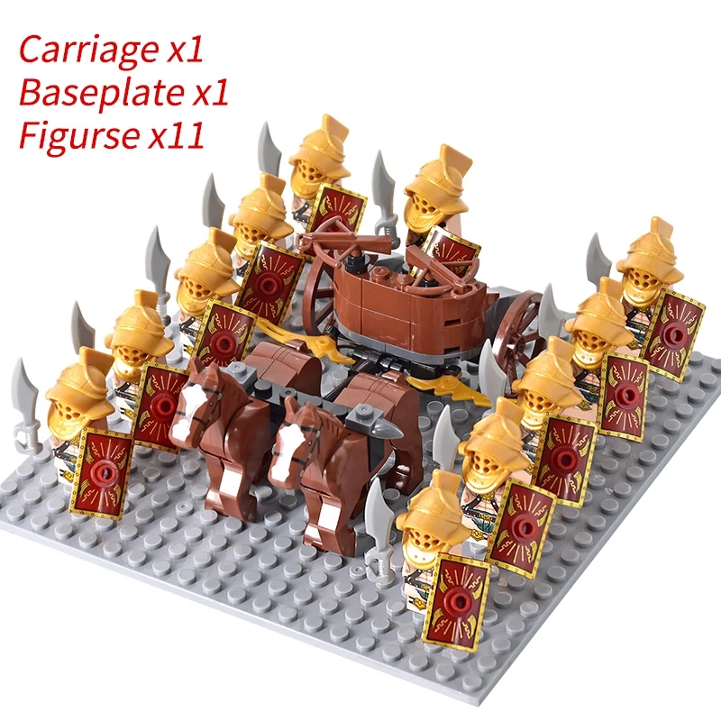 Medieval Knights mini Action Figures Building Blocks Roman Chariot Carriage Soldier War Horse Bricks Toys for Children Gift - Image 17