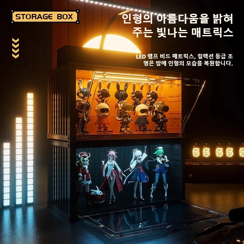 Illuminated Container Blind Box Organizer Dustproof Toys Display Box Nendoroid Magnetic Display Stand Collectibles Display