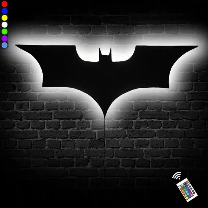 Batman Movie Characters Personality Colorful Remote Control Wall Lamp Creative Handsome Bedside Home Decoration Atmosphere Lamp